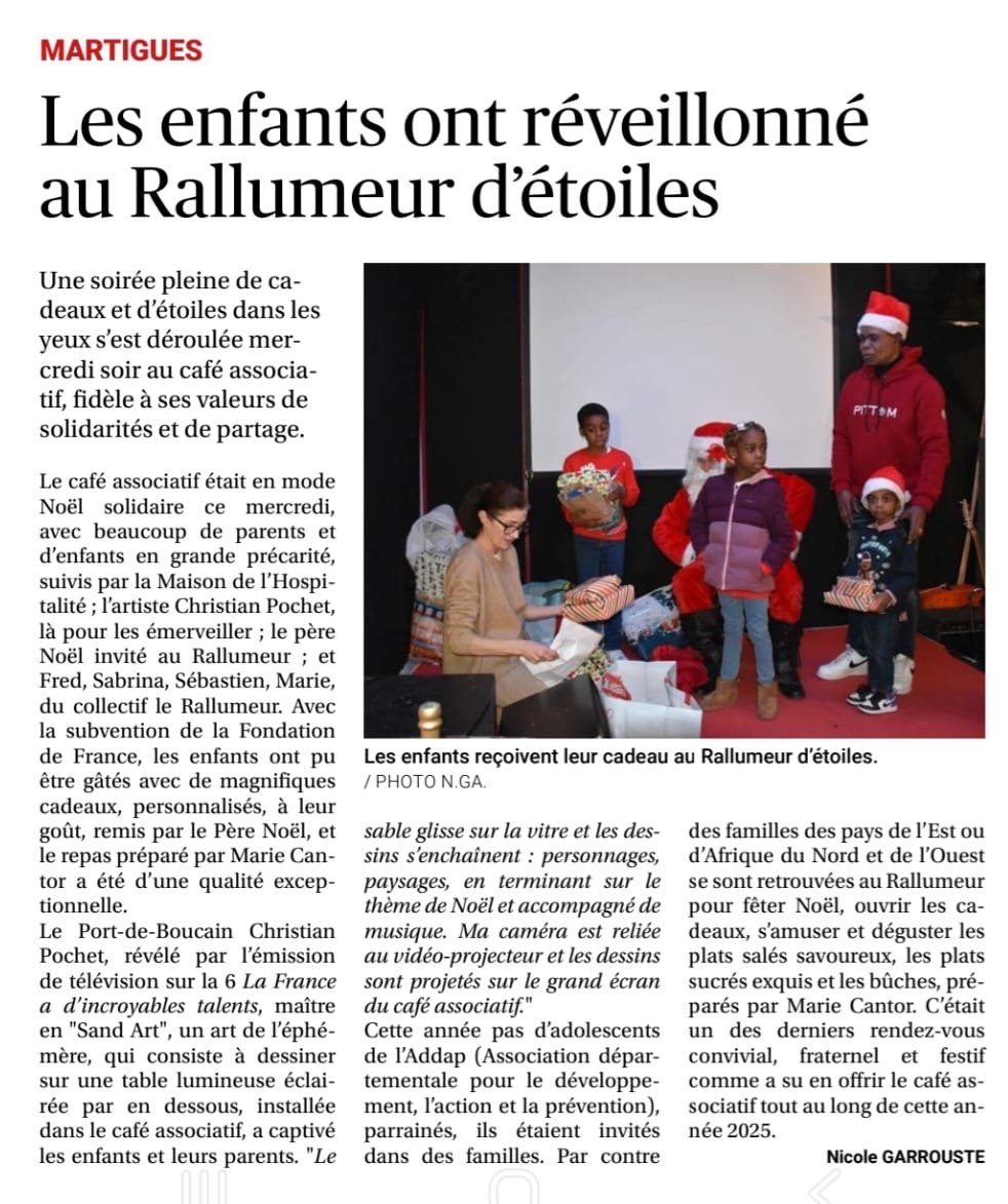Les enfants ont fêté Noël au Rallumeur d’étoiles, à Martigues