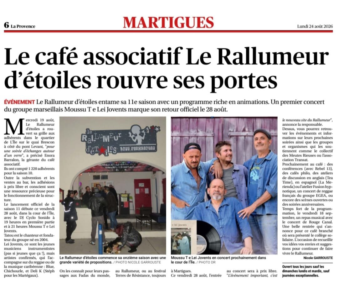 Le café associatif martégal Le Rallumeur d’étoiles rouvre ses portes